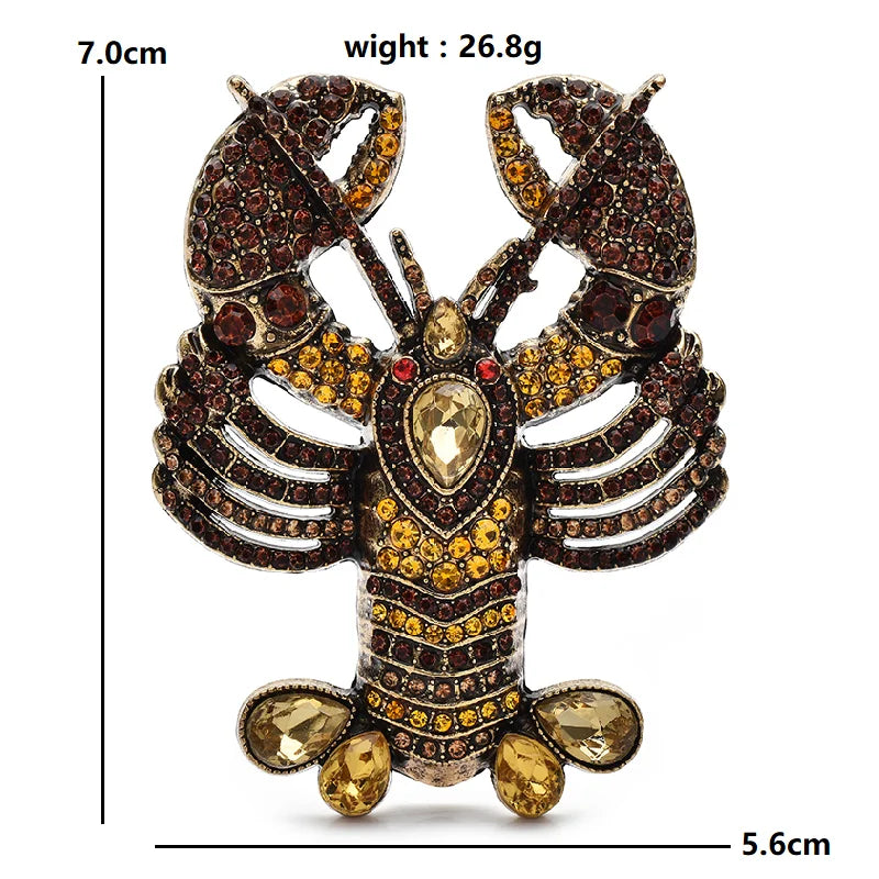 PENDRA Coastal Lobster Vintage Rhinestone Brooch