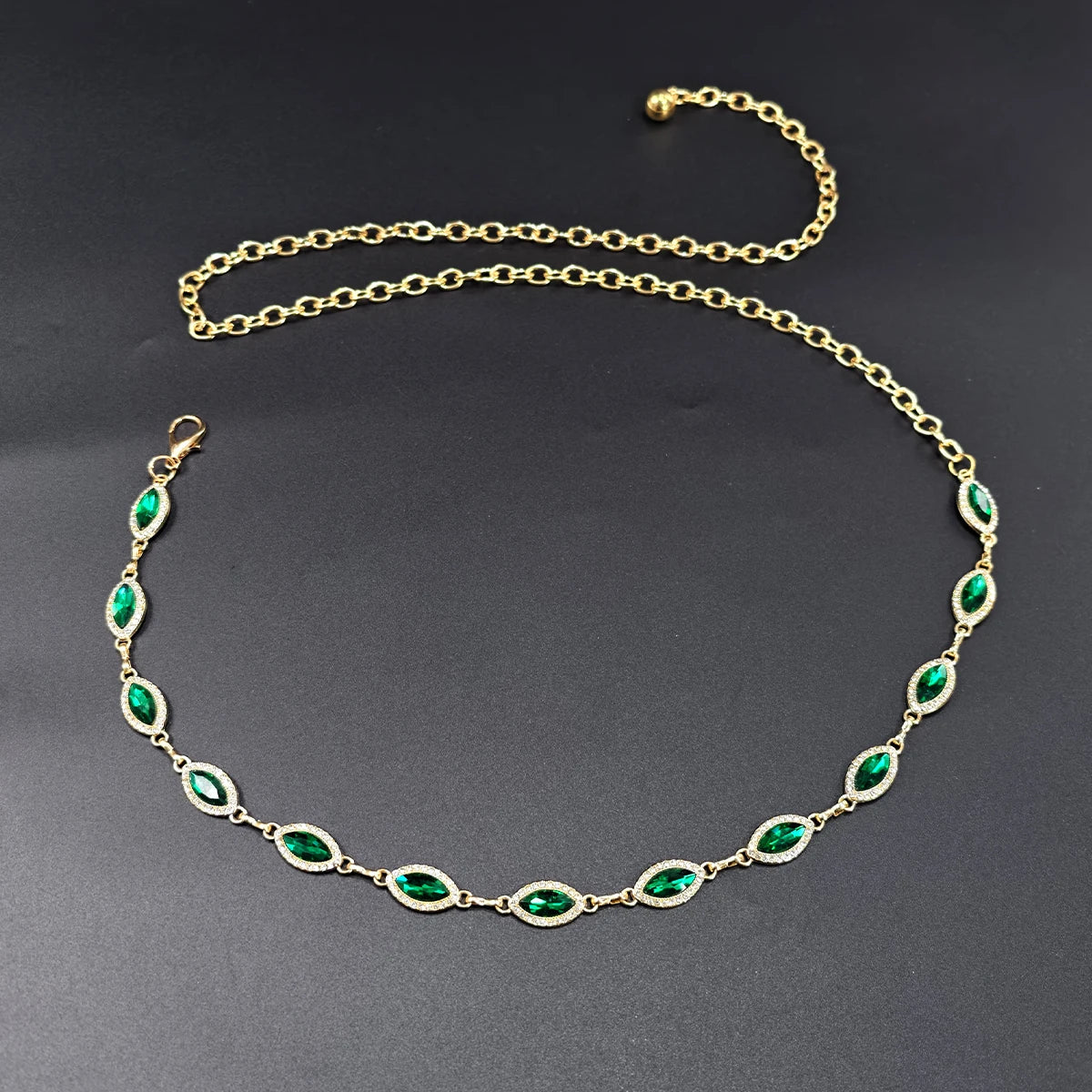 New Fashion Simple Colorful Crystal gemstone Women's Waist Chain Luxury Designer Jewelry Accessory Chain Belt Perfect Gift