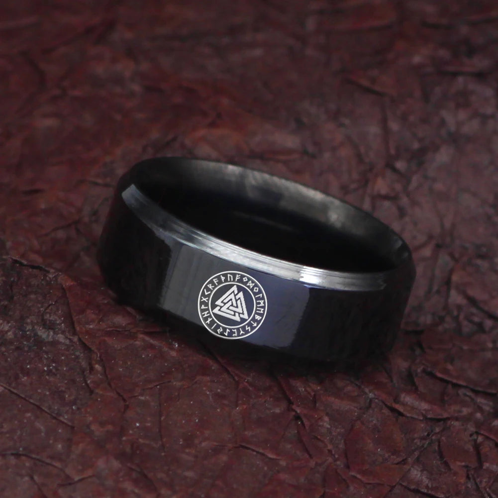 PENDRA Rune Black Steel Ring
