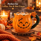 Pumpkin Resin Mug Halloween Decorative Cup Cute Holiday Coffee Mug Gift for Friends Family Fall Party Table Decor