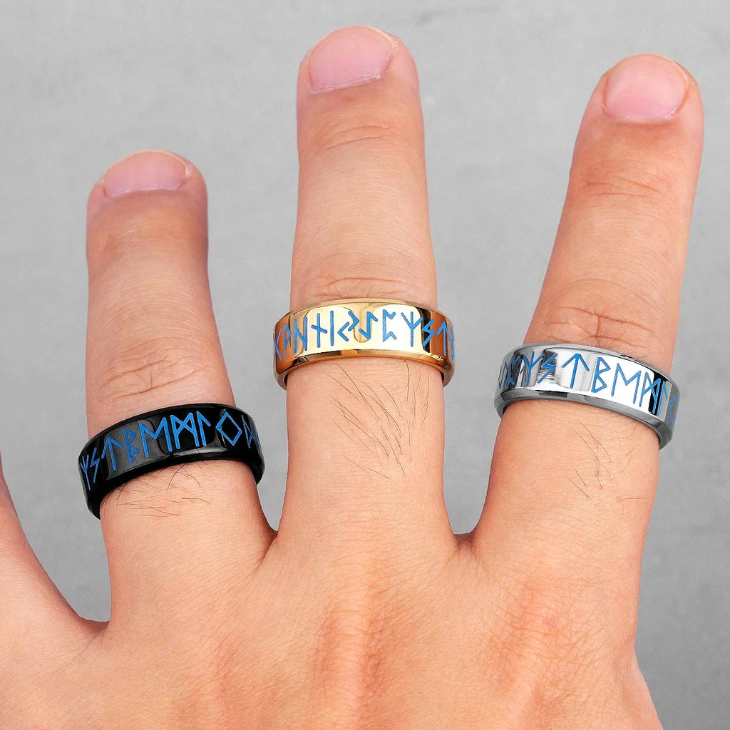 PENDRA Rune Luminous Nordic Steel Ring