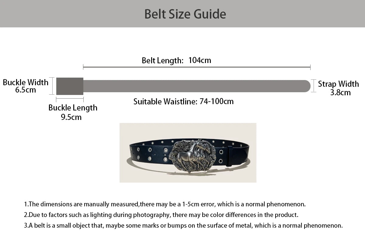 Unisex Western Cowboy PU Leather Belt For Men and Women Waist Strap Bull Horse Decoration Jeans Belt Rivet Gothic Waistband Male