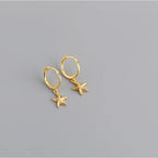 PENDRA Starfish 925 Sterling Silver Hoop Earrings