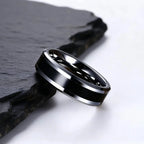 6MM Men's Tungsten Carbide Black Enamel Ring Wedding Band