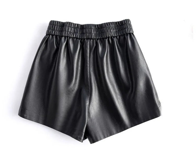 PENDRA Sheepskin Wide Leg Leather Shorts