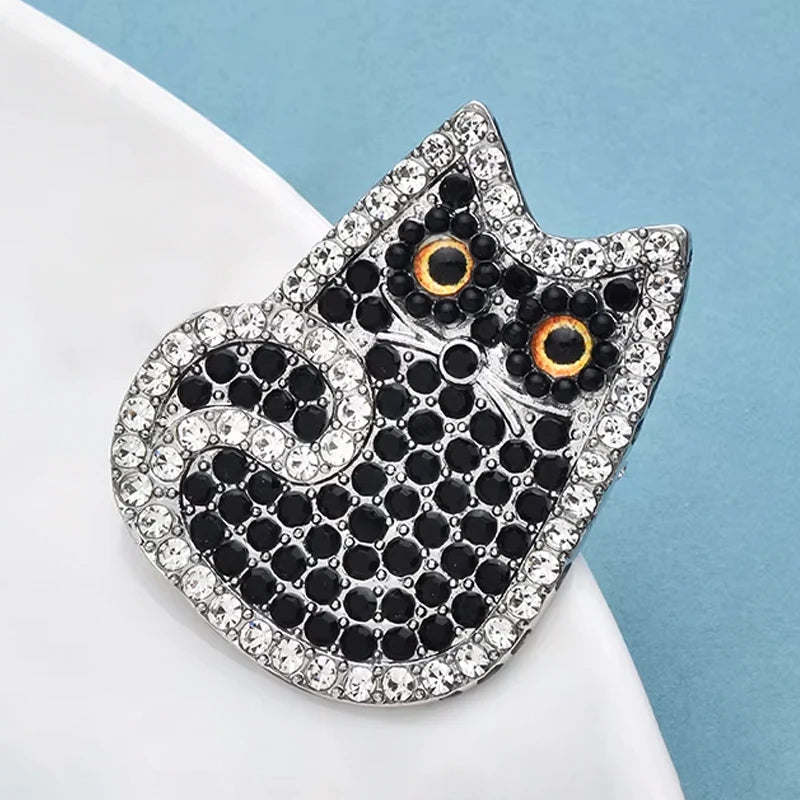PENDRA Twinklecat 2-Color Rhinestone Cat Brooch