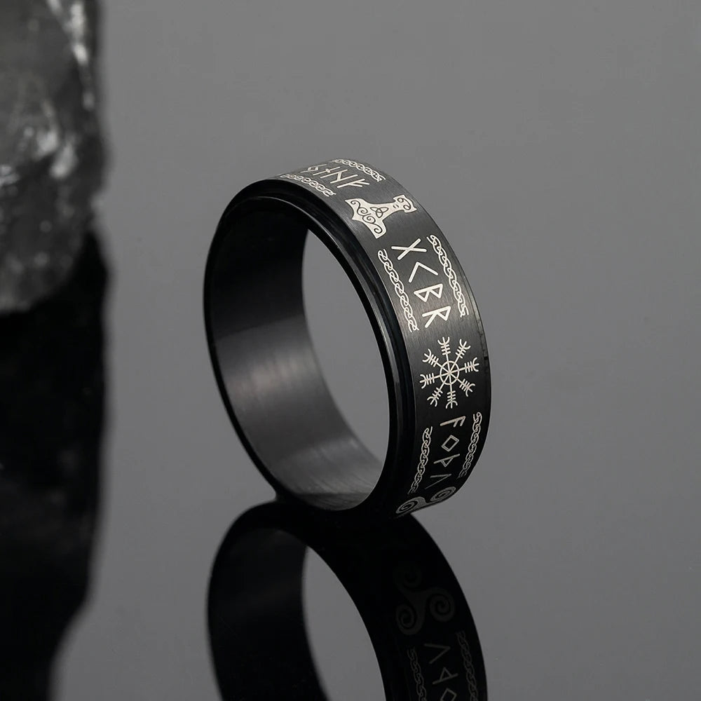 PENDRA Rune Gold Steel Ring