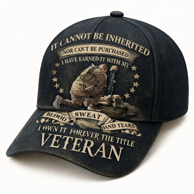 Valuable  Title Cap: Distressed Graphic with Earned Service Legacy Details
