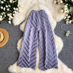 Lazy style high waisted casual wide leg pants women in spring and summer new stretch solid color loose versatile pants