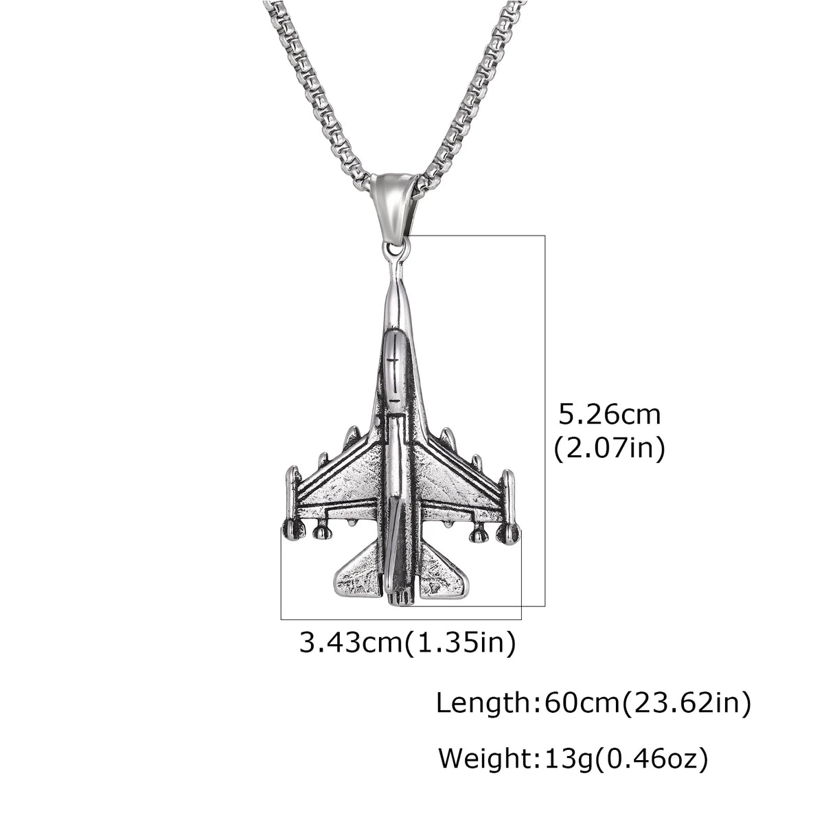 Vintage Fighter Jet Pendant Necklace for Men,Stainless Steel Military Airplane Charm Necklace,Pilot Jewelry Gift