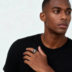 New Stainless Steel Ring for Men Boys,Waterproof Silver Color Stainless Steel Signet Ring,Statement Chunky Ring Thumb Ring