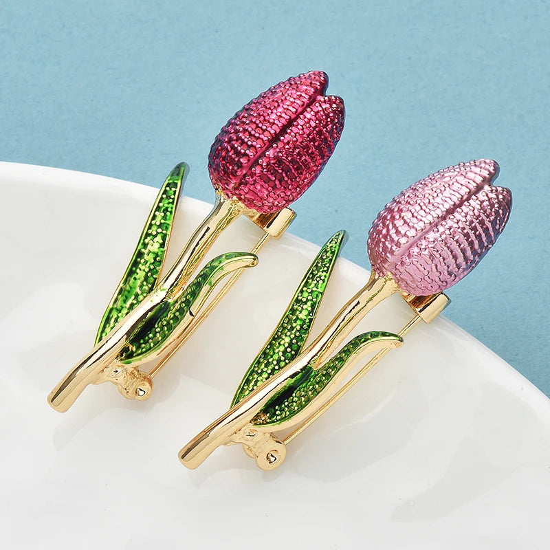 PENDRA Tulippa Enamel Tulip Flower Brooch