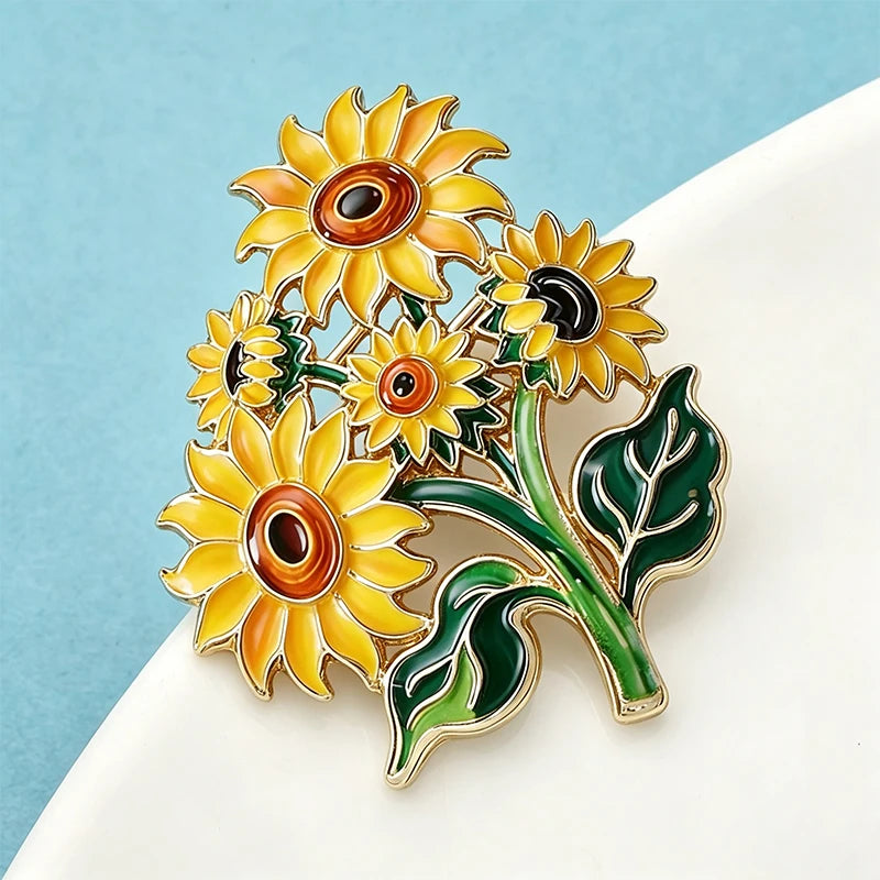 PENDRA Solara 2-Design Sunflower Brooch