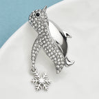 PENDRA Lovely Taking Snowflake Penguin Brooch