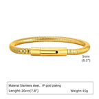 Punk Round Snake Chain Bracelets for Men Boys,Gold/Black/Silver Color Cylindrical Stainless Steel Bracelet,Male Jewelry Gifts