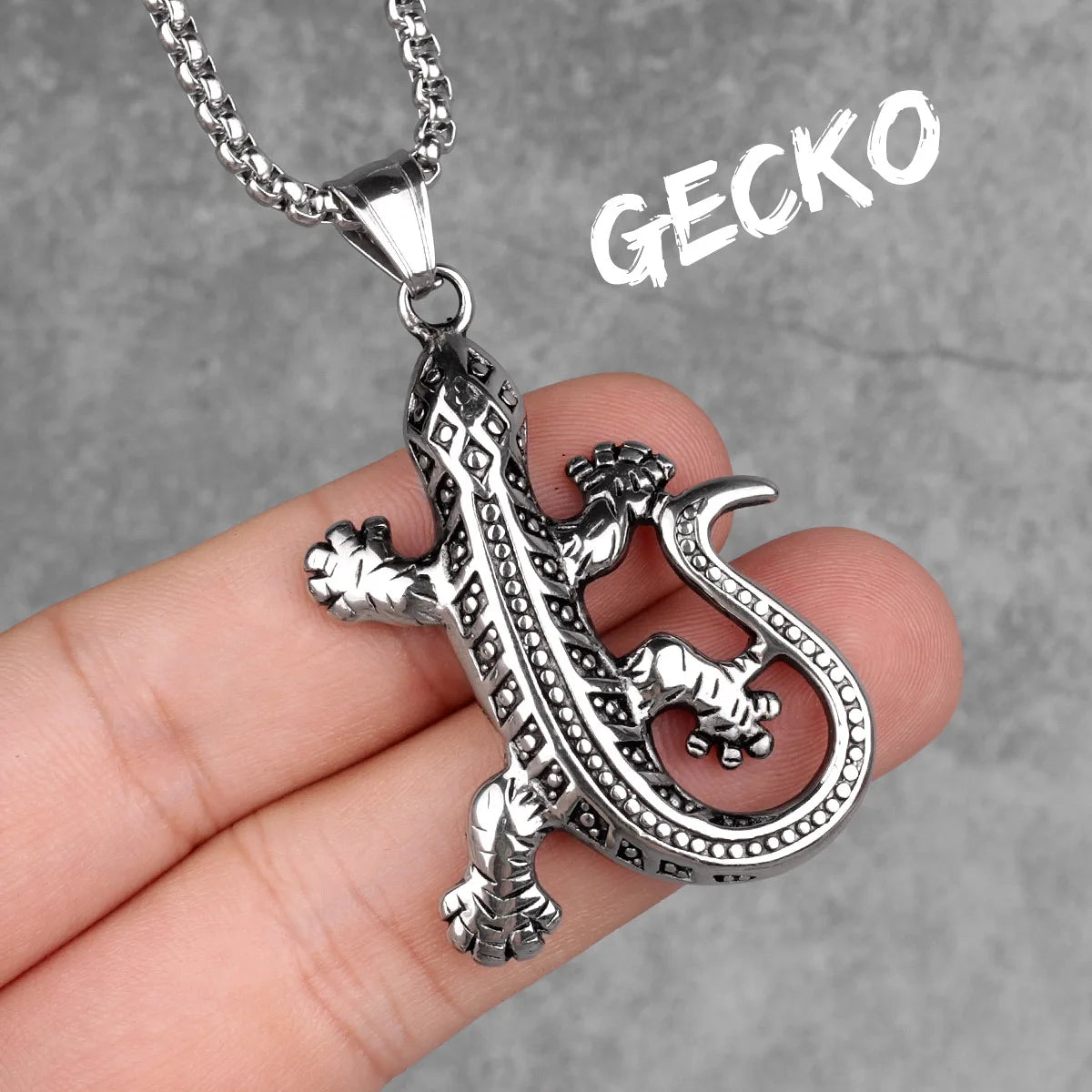 PENDRA Gecko Lizard Animal Steel Necklace