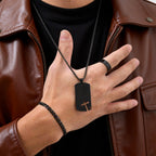 3pcs/set Dogtag Necklace for Men Boys,Stainless Steel Cuban Chain Bracelet,Waterproof Bend Ring Set Gift