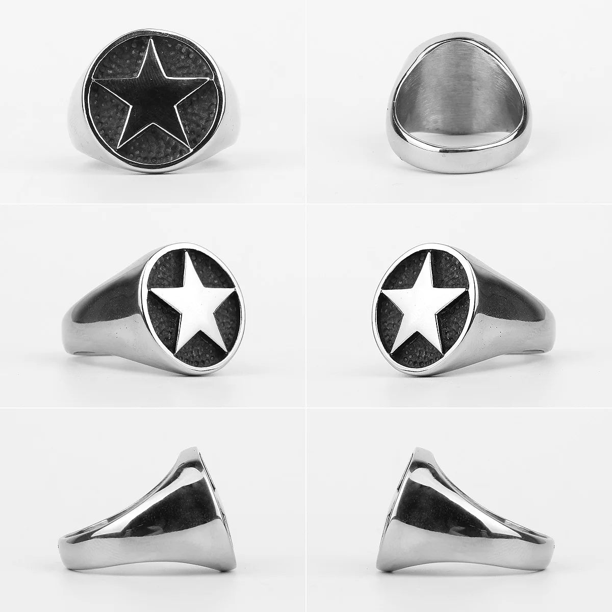 PENDRA Lucky Pentagon Stars Steel Ring