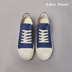 PENDRA Blue Shadow Blue Canvas Low-Top Lace-Up Platform Sneakers