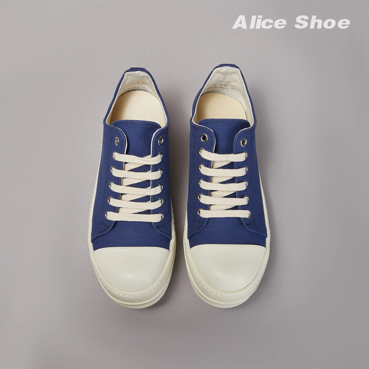PENDRA Blue Shadow Blue Canvas Low-Top Lace-Up Platform Sneakers