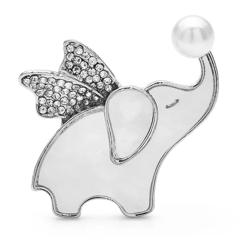 Wuli&baby Cute With Wings Elephant Brooches For Women Men 2-color Pearl Rhinestone Animal Office Casual Brooch Pins Gifts