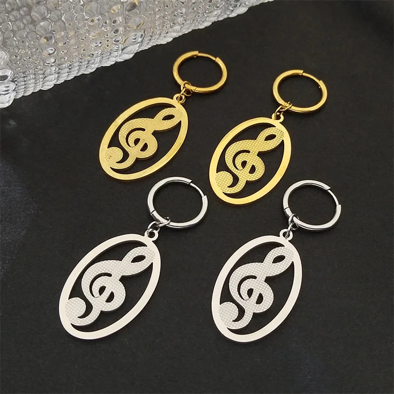 Musical Symbol Treble Clef Note Hoop Earrings for Women Men Music Lover Student Graduation Dangle Earring Jewelry E3550S06