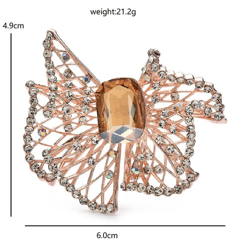 PENDRA Bellara Hollow Crystal Bowknot Brooch