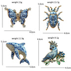PENDRA Porcelain Animal Collection Rhinestone Brooch