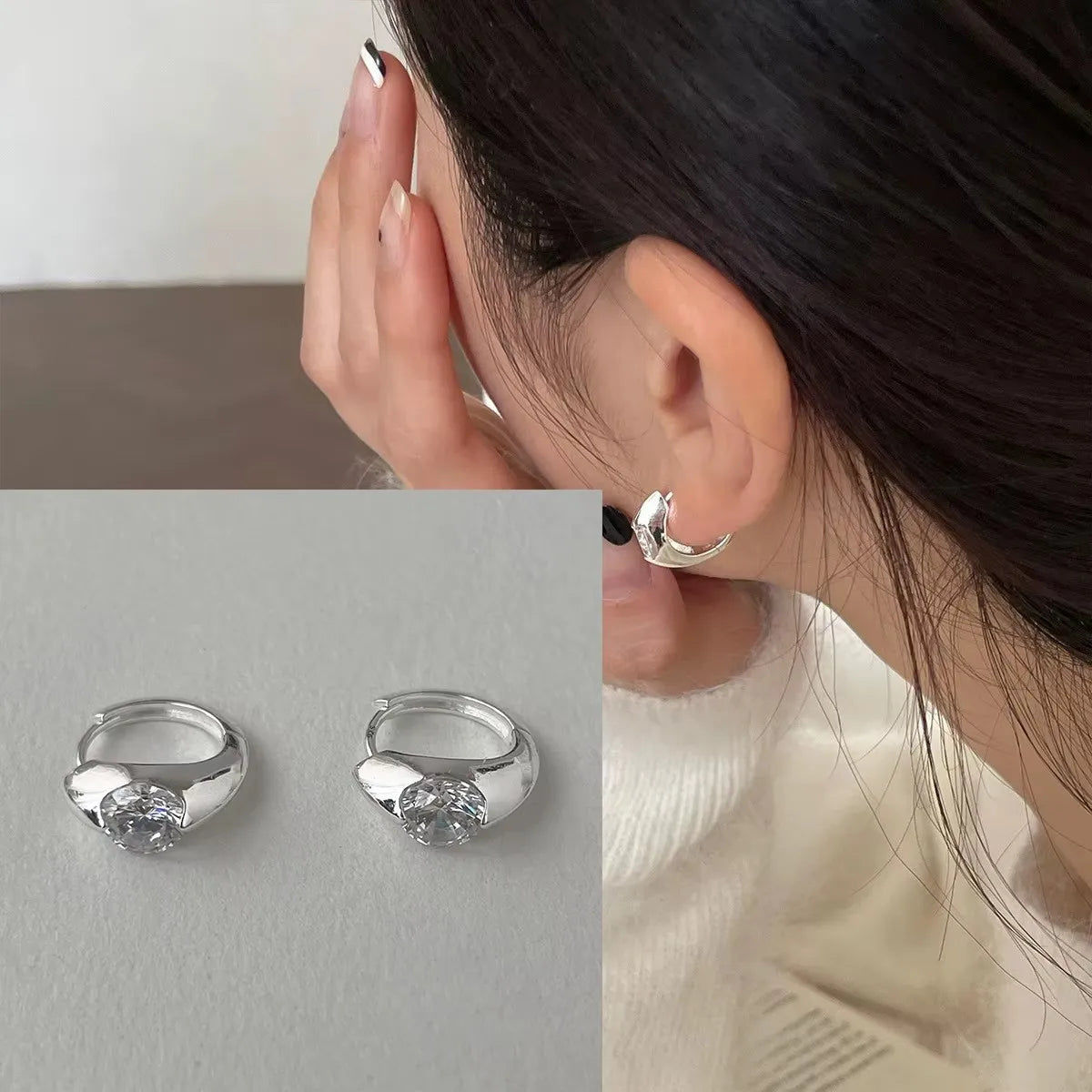 VENTFILLE 925 Sterling Silver Geometry Hoop Earring For Women Extremely Fine Versatile Office Fashion Jewelry Gift Dropshipping