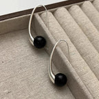 PENDRA Black Agate Sterling Silver Earrings