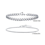Hiphop 2pcs Stacked Chan Bracelets for Men Boys,Stainless Steel Cuban Chain Wristband,18/21/23CM