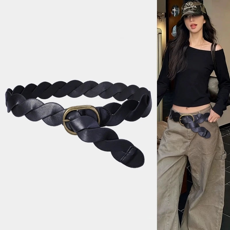 High Quality Luxury Desiner Women's Leather Belt Western Cowgirl Fashion Trendy Gothic Accessories Corset Belt Jeans Waistband