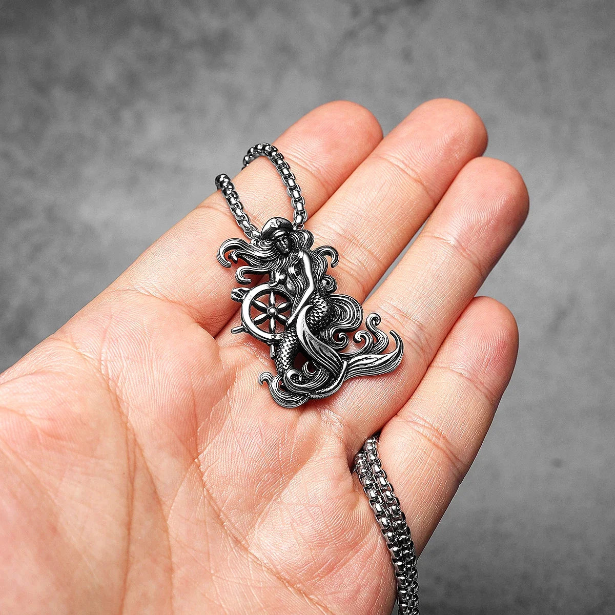 Mermaid Rudder Sailor Men Necklaces Stainless Steel Pendant Chain Women Fashion Jewelry Punk New In Accessories Gifts Wholesale