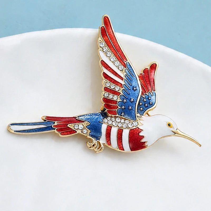 PENDRA American Flag Eagle Bird Brooch