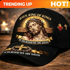 'King of Kings' Baseball Cap | Saved by His Blood, Crown of Thorns, Cross, Sacred Heart, Christian Faith, Prayer, Church