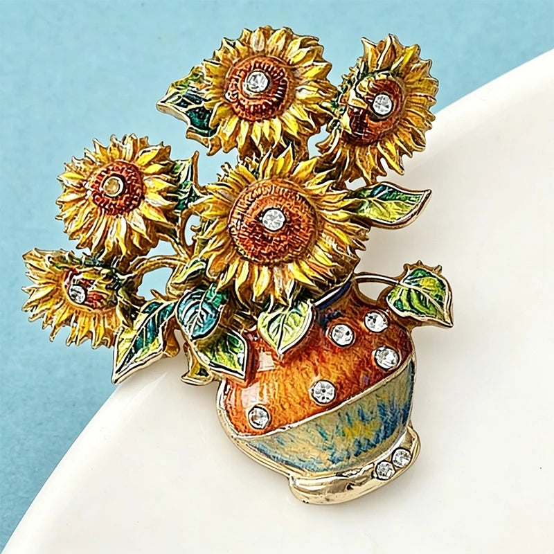 PENDRA Solara 2-Design Sunflower Brooch