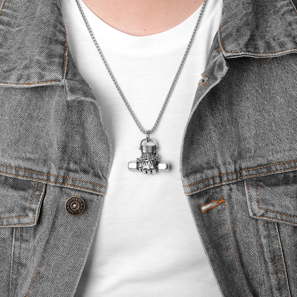 PENDRA Fitness Fist Dumbbell Steel Necklace