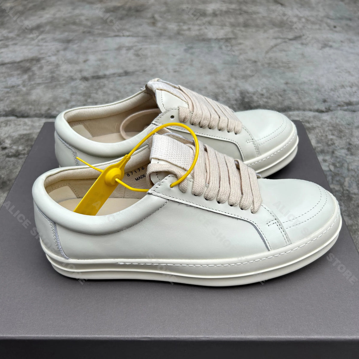 PENDRA Ivory Leather White Leather Low-Top Thick-Sole Platform Sneakers
