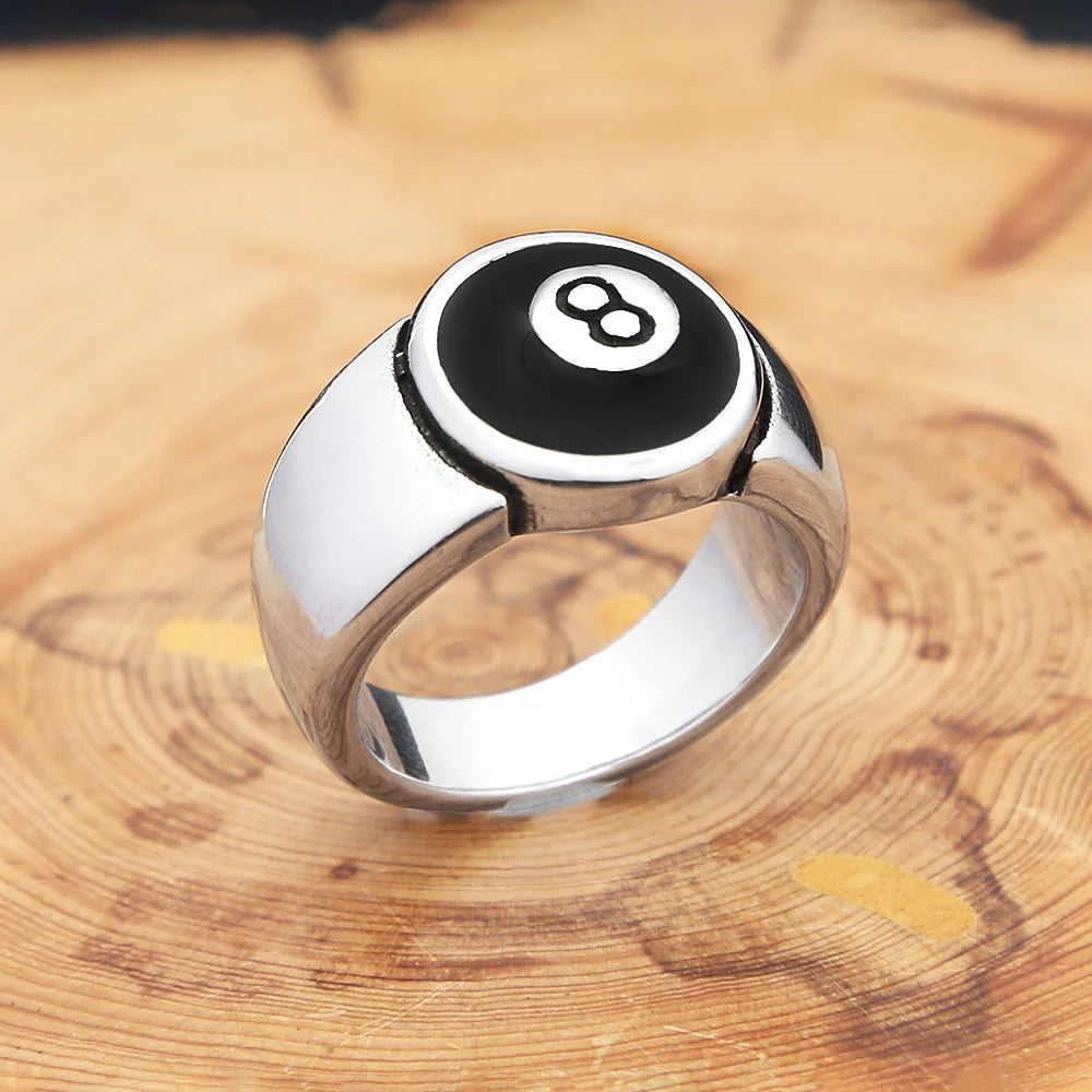 PENDRA Black8 Stainless Steel Number 8 Ring