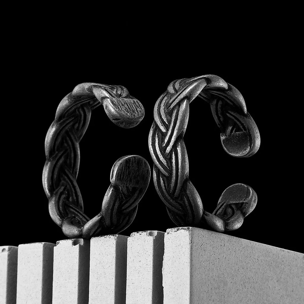 PENDRA Braid Open Rock Steel Ring