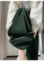 Corduroy suit wide leg pants women in autumn and winter high waist lazy style thick velvet warmth and versatile pants