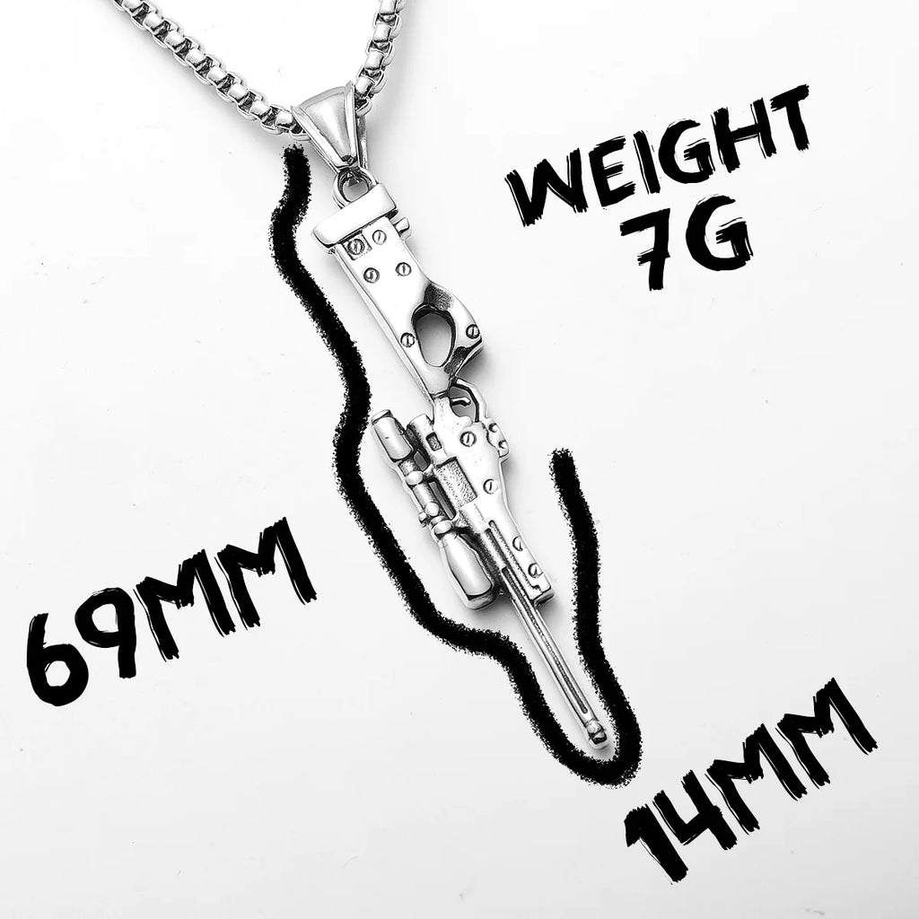 Awm Sniper Rifle Gun Men Necklaces Stainless Steel Pendant Chain Women Punk Fashion Jewelry New in Accessories Gifts Wholesale