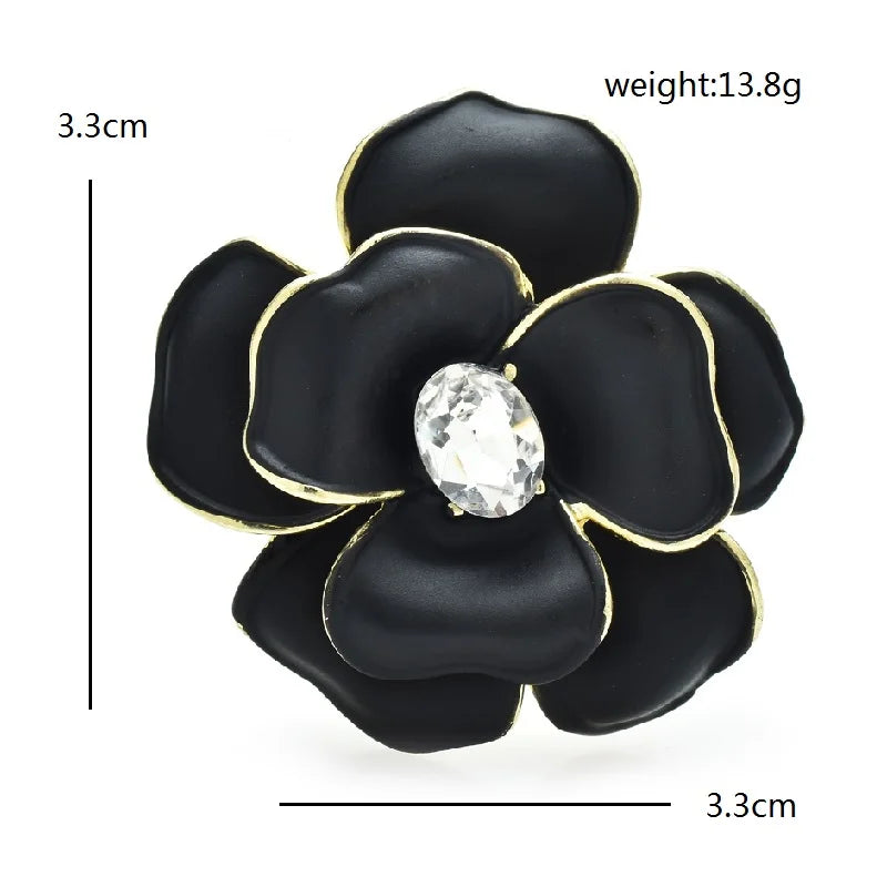 PENDRA Camellia 2-Color Classical Enamel Flower Brooch