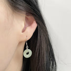 VENTFILLE Hetian Jade Ear Hook Earring Women's High-end Temperament Ethnic Style Retro Earrings Cloisonne Craft Dangler Gift