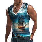 Men's Summer Outdoor Casual Tank Top Fitness Running Sport Men's V-neck Tank Top Everyday Street Fashion Men's Tank Top 3D Print