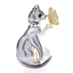 PENDRA Butterfly And Cat Brooch