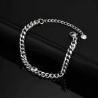 White Zircon Cuban Bracelet for Men Boys,16-21CM Never Fade Curb Chain Links Wristband,Hip Hop Cool Simple Jewelry Gift