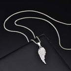 Men's Rose Wing Pendant Necklace,Never Fade Stainless Steel Wings Collars,Rock Punk Jewelry Gift