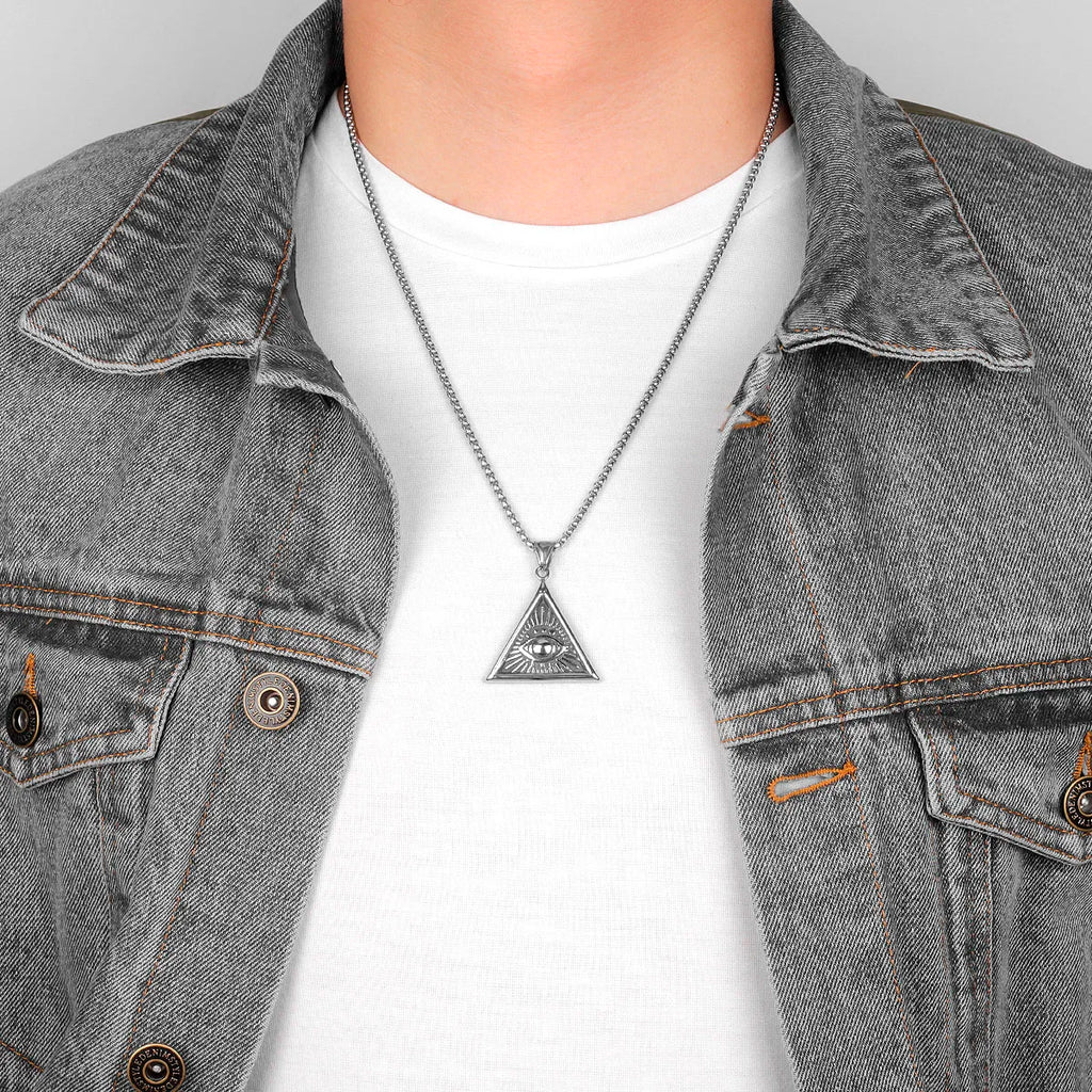 PENDRA Eye God Triangle Steel Necklace
