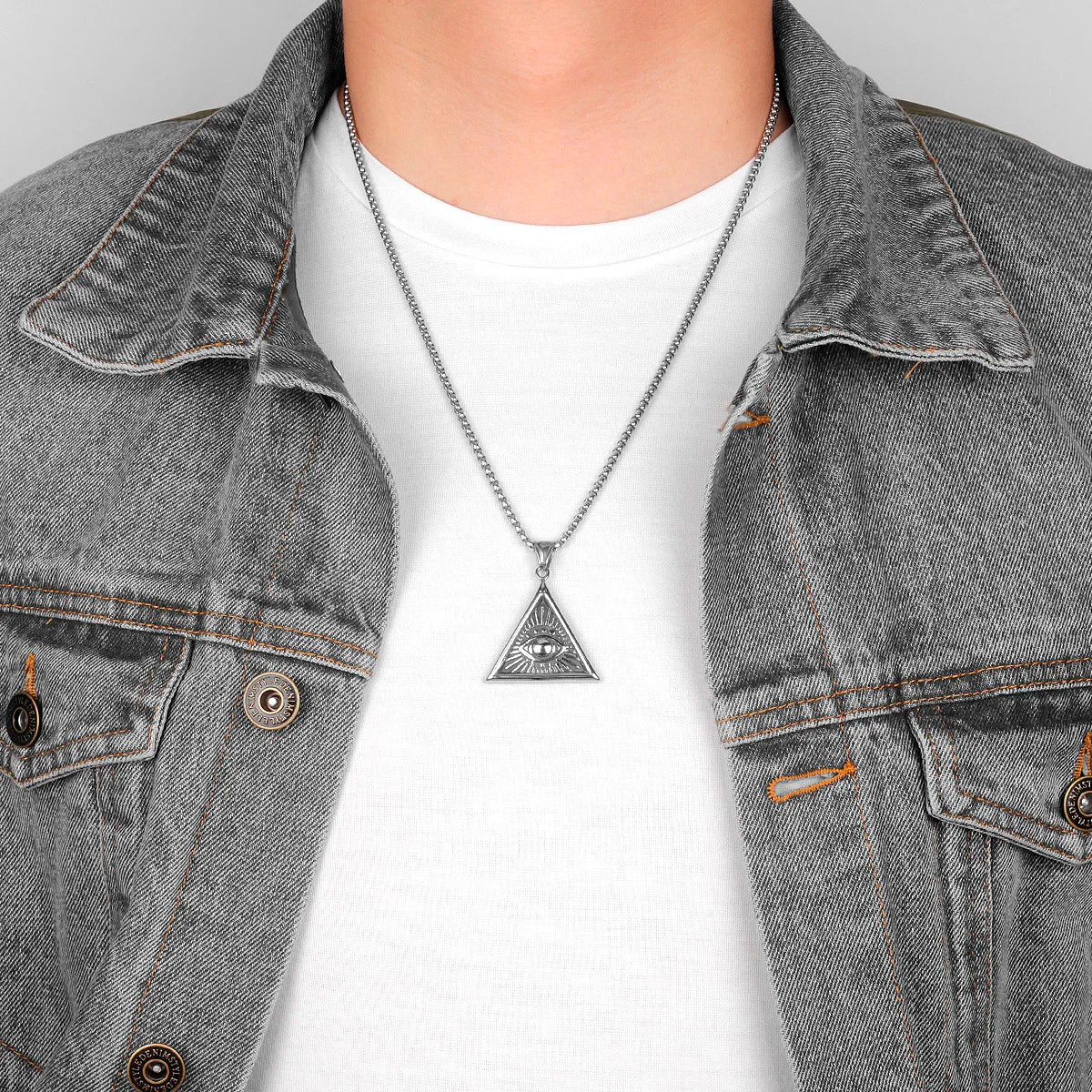 PENDRA Eye God Triangle Steel Necklace